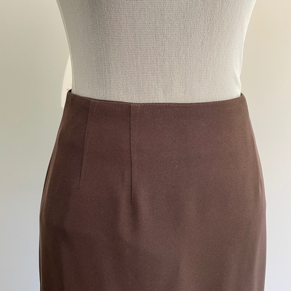 Jax Mid Length Pencil Skirt Brown Light Weight - Picture 2 of 11
